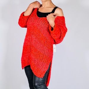 NEW! FREE PEOPLE large chunky knit sweater tunic top